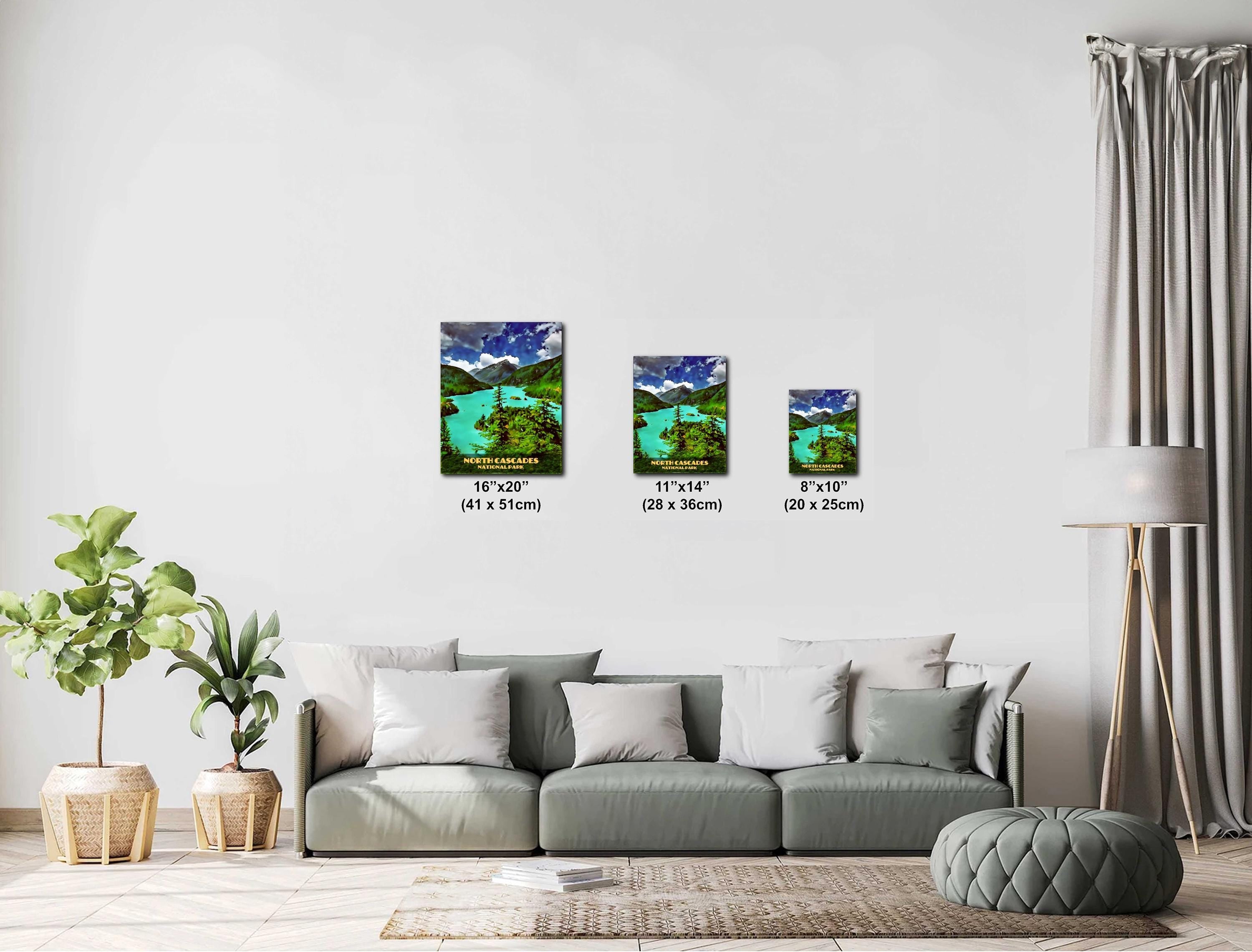 North Cascades National Park Poster: Diablo Lake Watercolor Style Photography Wall Art
