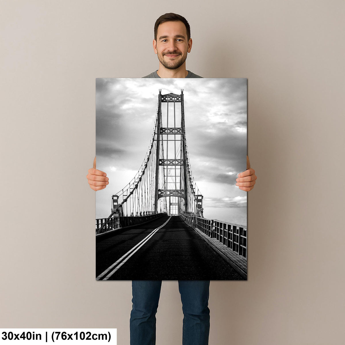 Deer Isle Bridge: Eggemoggin Reach Maine Suspension Black White Wall Art