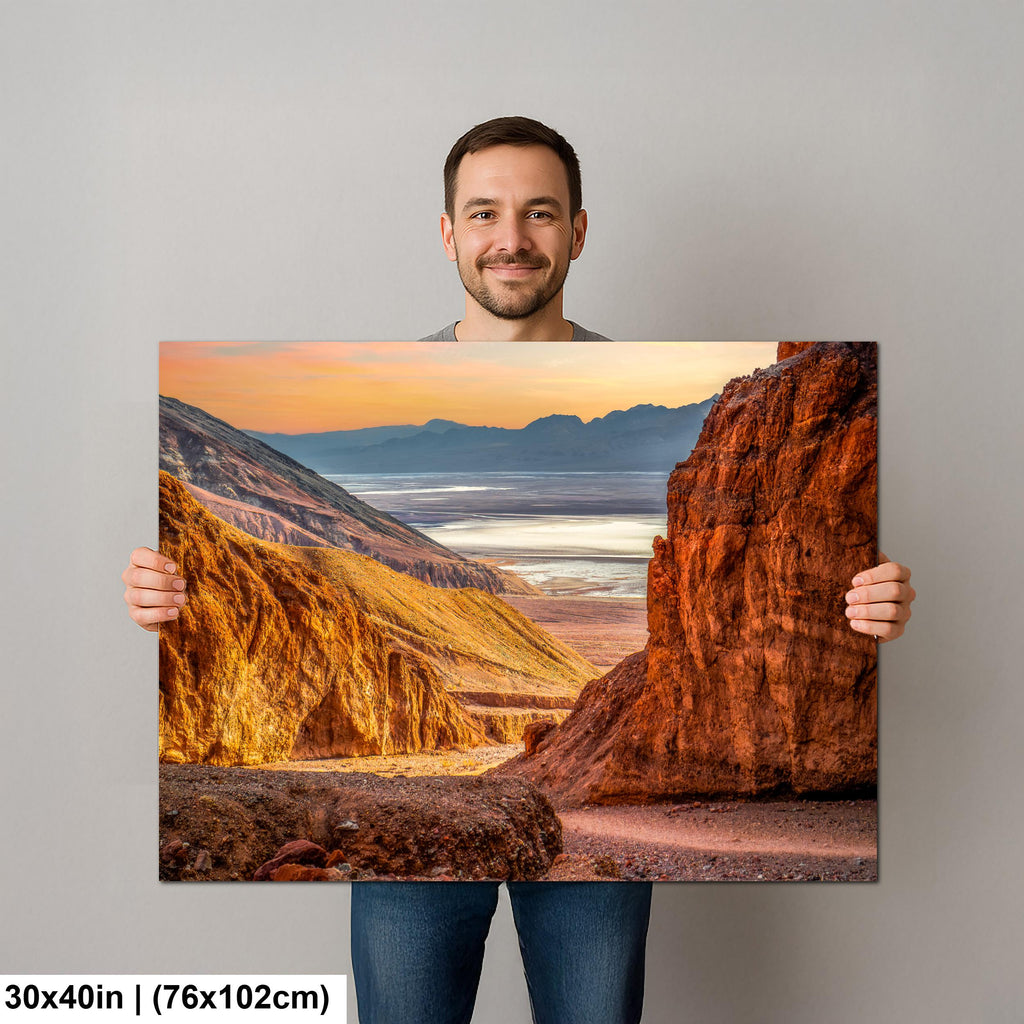 Golden Canyon Overlook at Sunset, Death Valley National Park California Photography Print