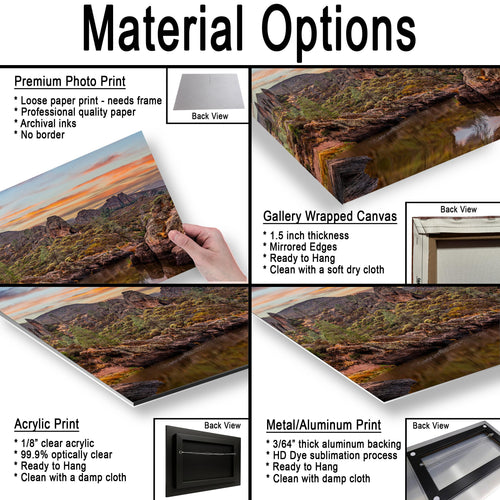 Bear Gulch Reservoir at Sunset, Pinnacles National Park California Photography Print