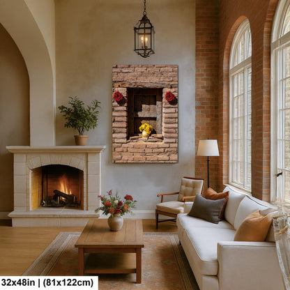 Adobe Wall with Flowers and Chili Ristras, Tucson Arizona, Photography Wall Art