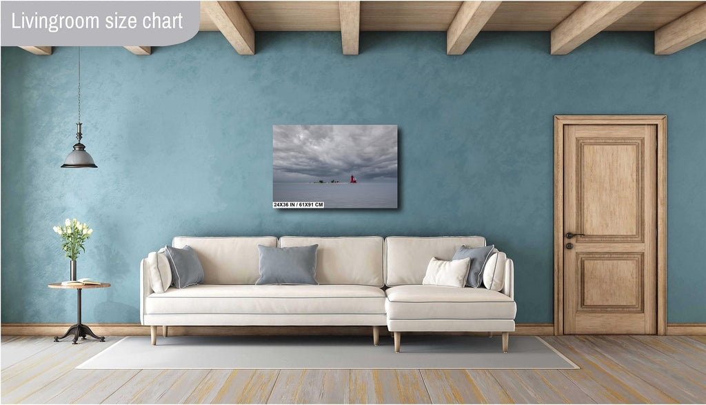 Mackinac Lighthouse: Round Island Light, Michigan Nautical Seascape Wall Art