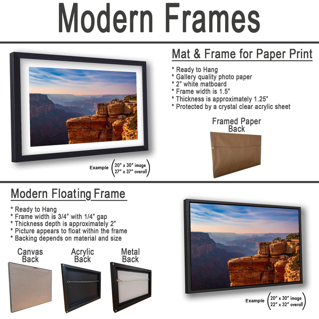 Grand Canyon Sunset Photography Wall Art, North Rim Canyon Overlook
