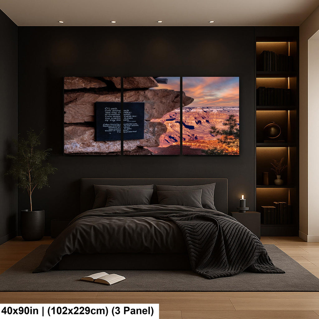 Grand Canyon Sunset Psalm 104:24 Scripture Plaque – Arizona Photography Wall Art