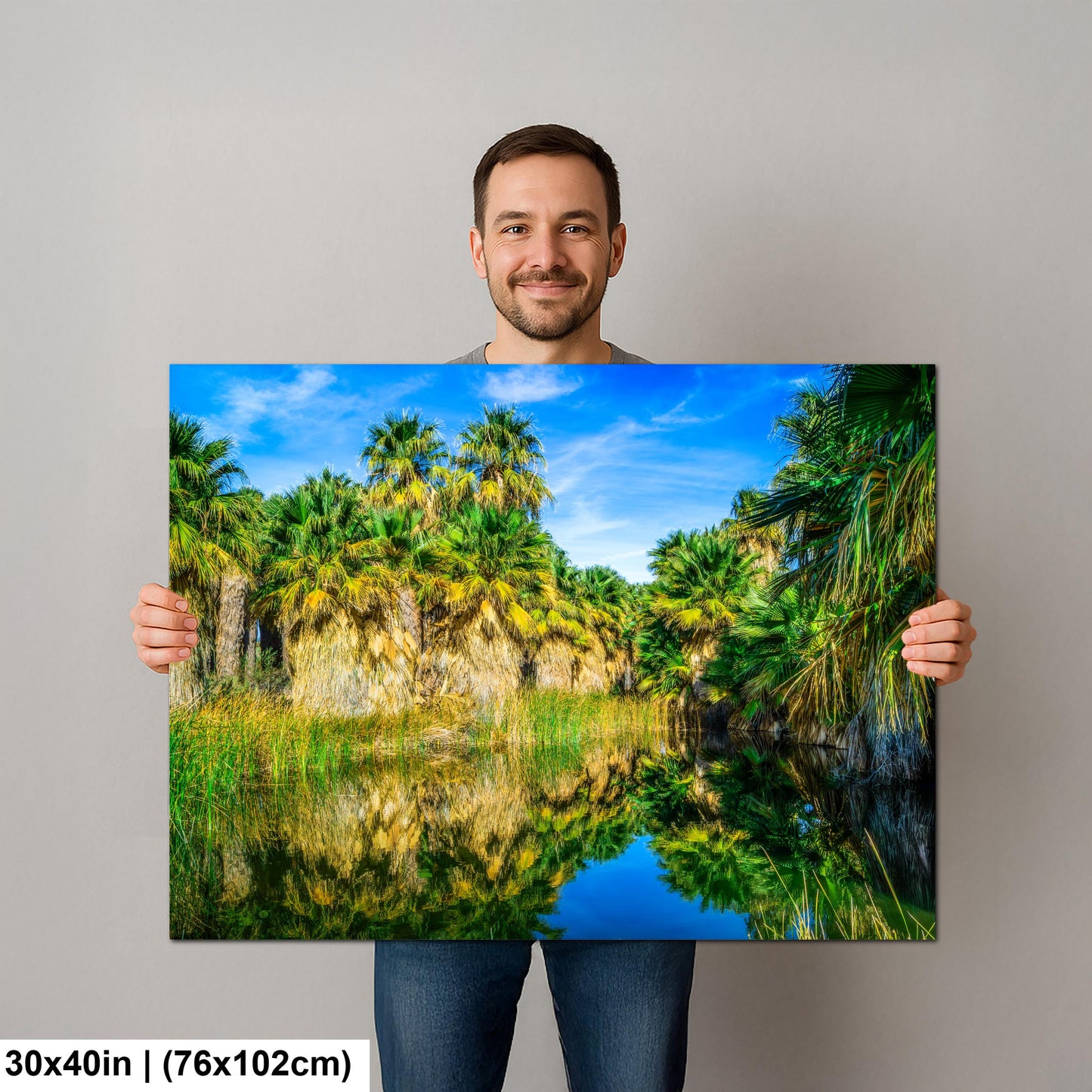 Palm Oasis Reflection Photography Print, Coachella Valley Preserve California, Desert Water Nature Wall Art