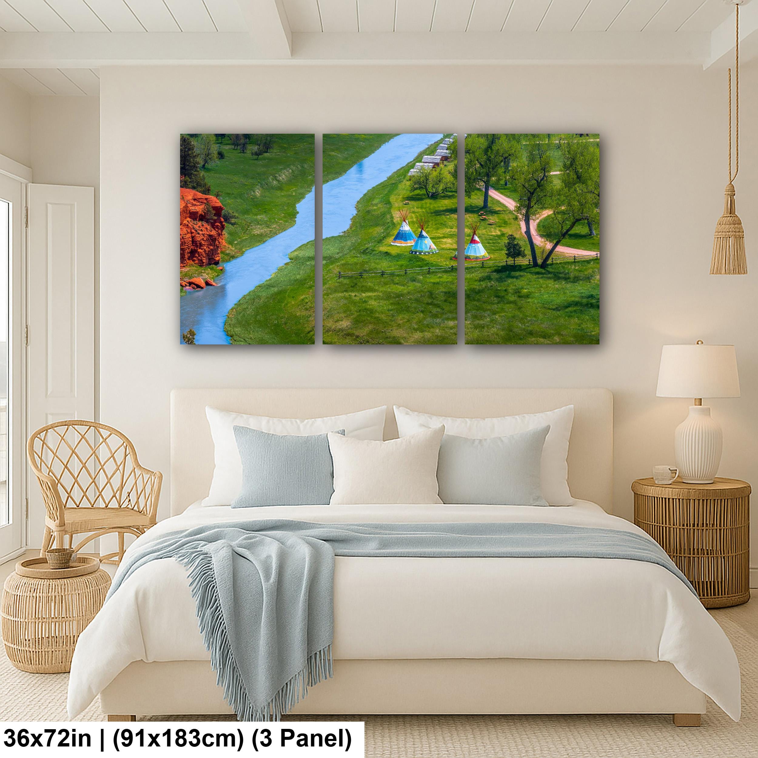 Painted Prairie: Tipis Along Red Cliffs Wyoming Photography Wall Art