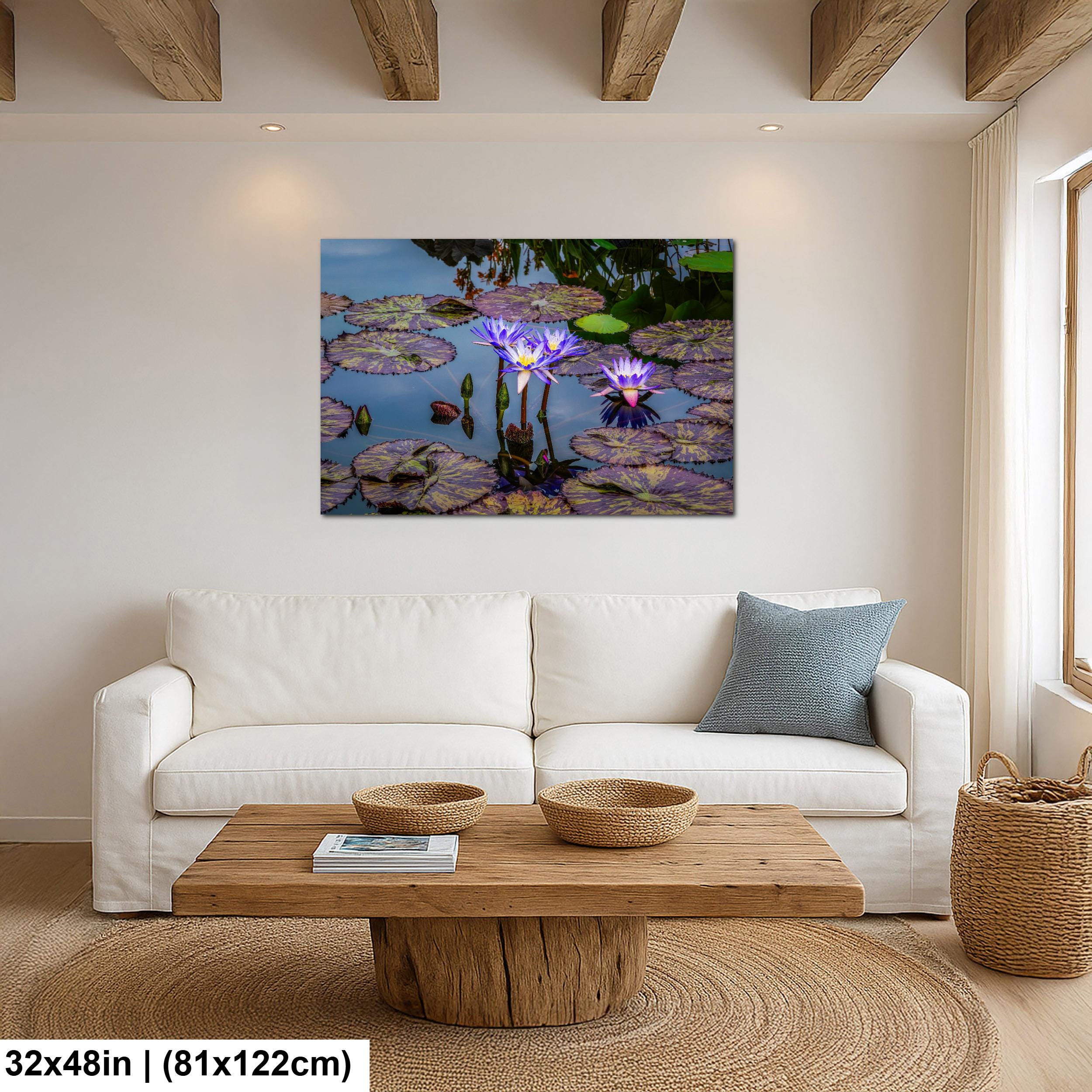 Purple Star Lotus: Botanical Water Lily Flower Pond Photography Wall Art