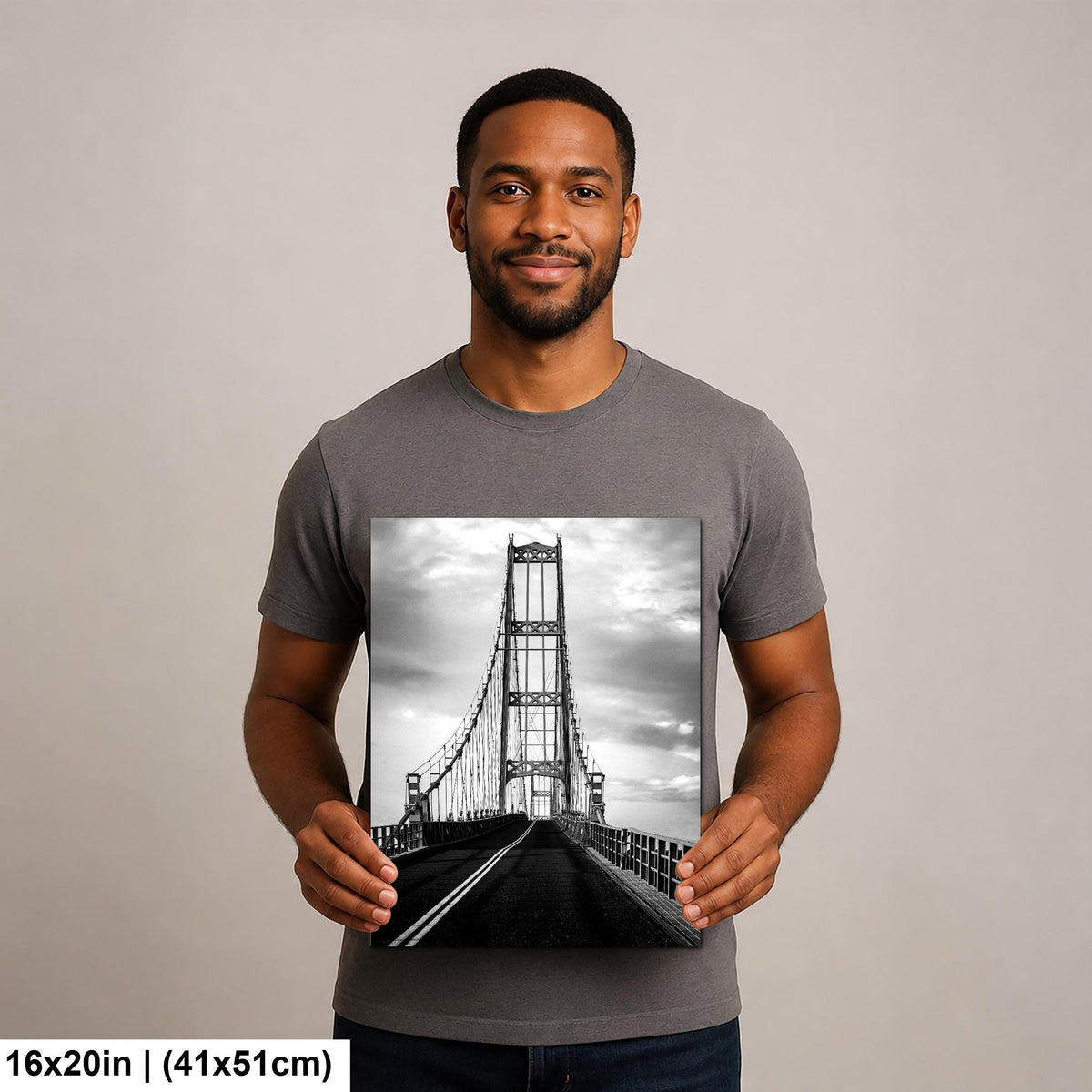 Deer Isle Bridge: Eggemoggin Reach Maine Suspension Black White Wall Art