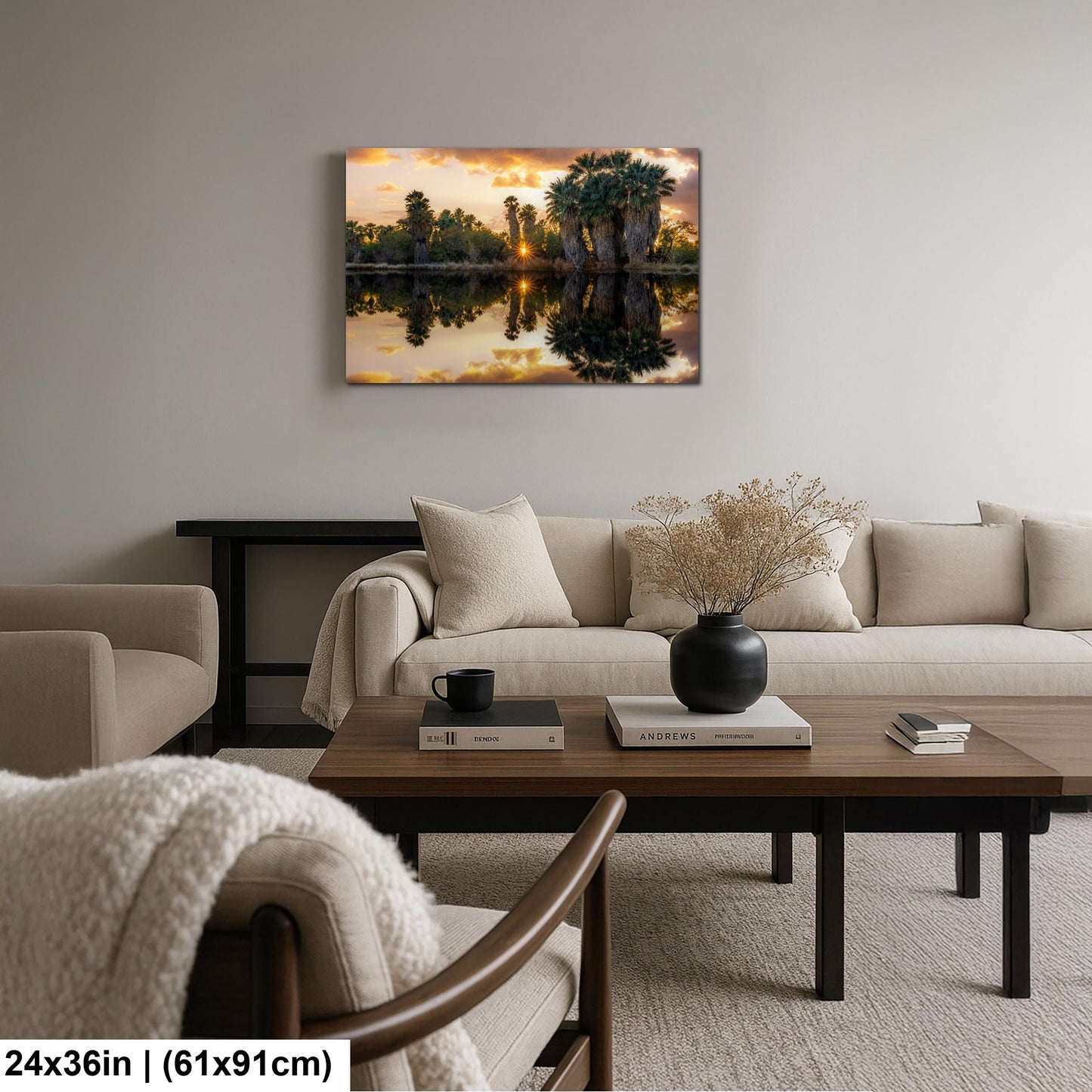 Agua Caliente Park Sunset Palm Oasis Reflection - Tucson Arizona Photography Print