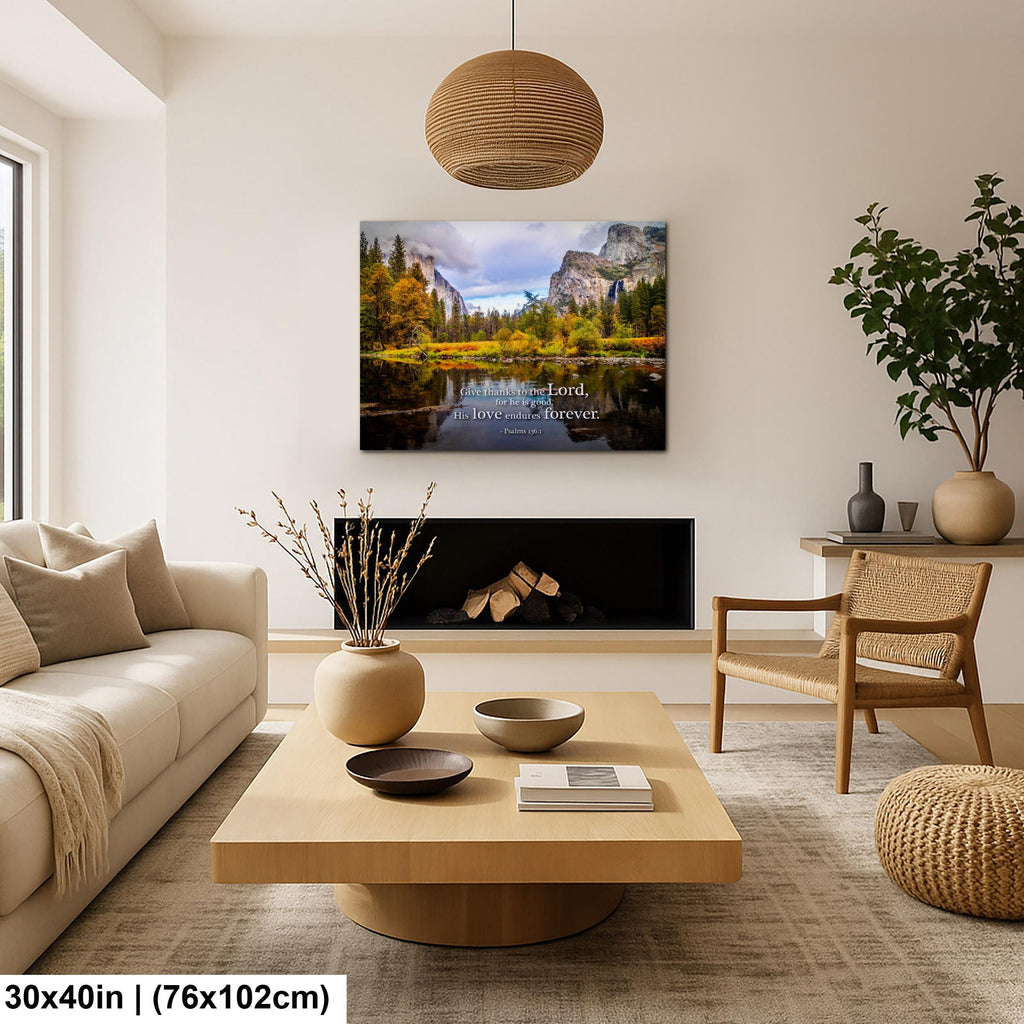 Christian Wall Art – Yosemite Photography Print | Psalm 136 Scripture Decor