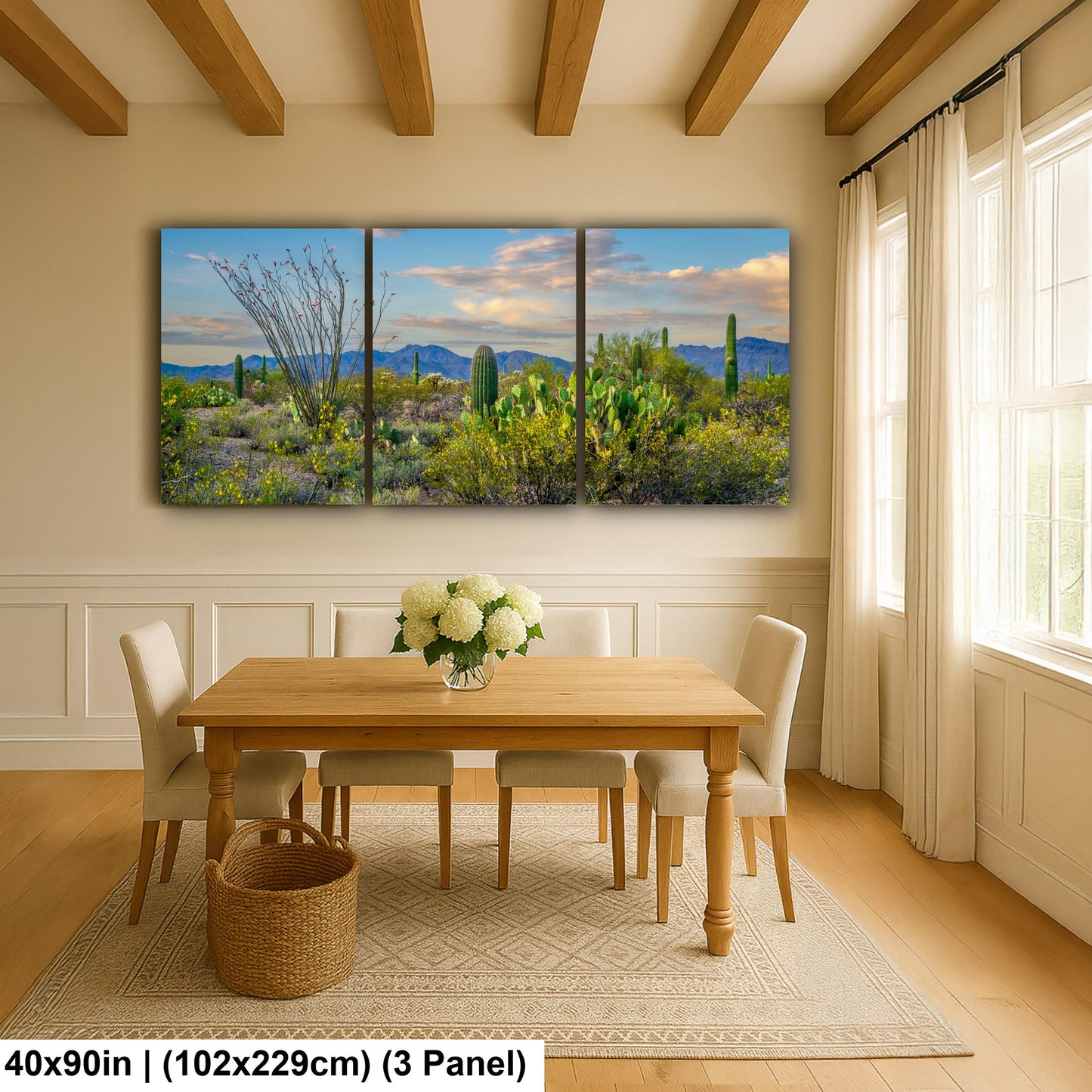 Sonoran Desert Wildflowers with Saguaros Photography Print, Tucson Arizona Landscape, Southwest Wall Art Decor