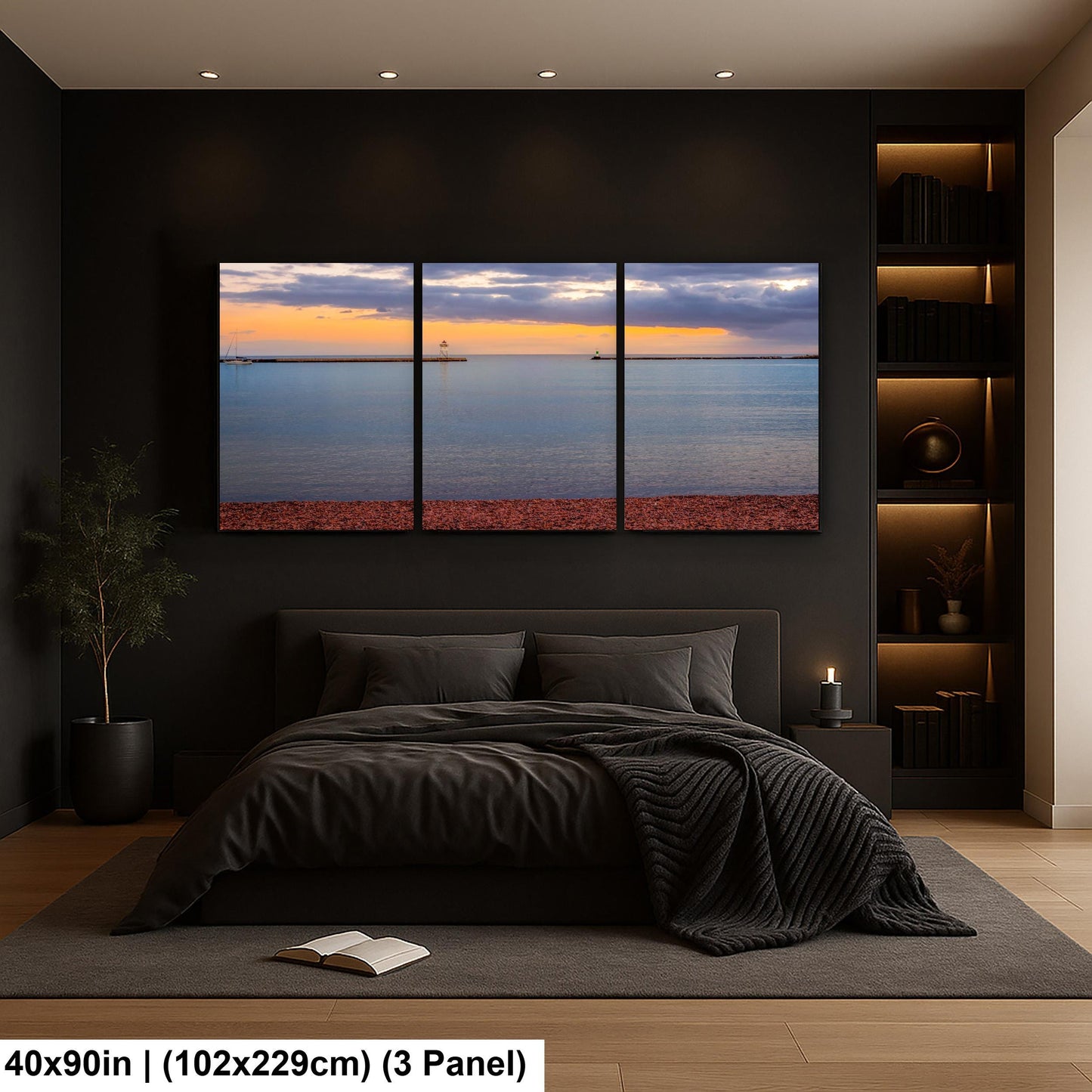 Grand Marais Harbor Lighthouse at Sunset Photography Print, Minnesota North Shore, Lake Superior Wall Art