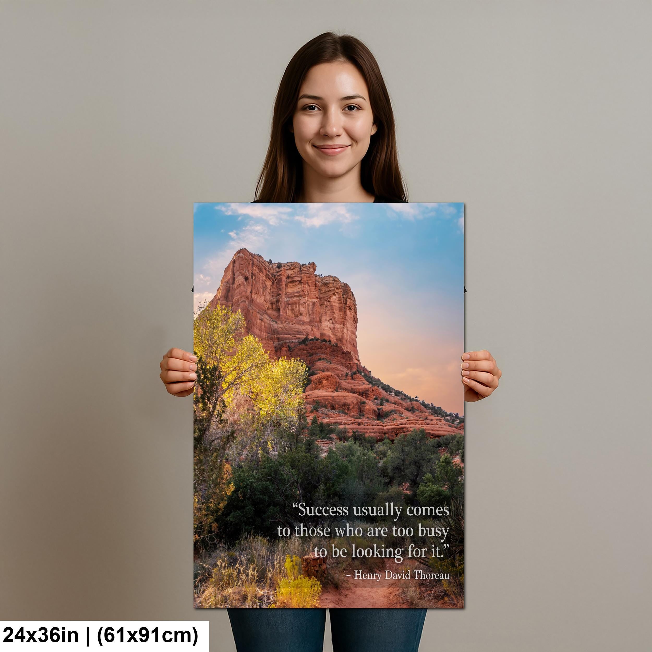 Sedona Red Rock Art – Thoreau Quote Print | Motivational Wall Decor Canvas