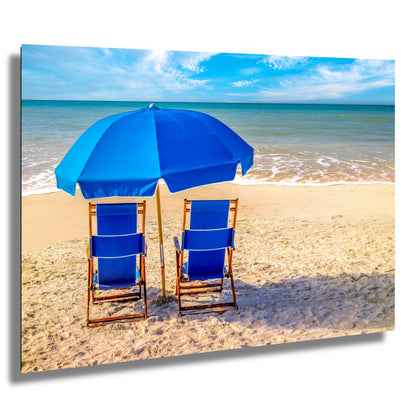 Beachside Bliss: Beach Day Florida Seascape Photography Metal Canvas Print Home Decor Wall Art
