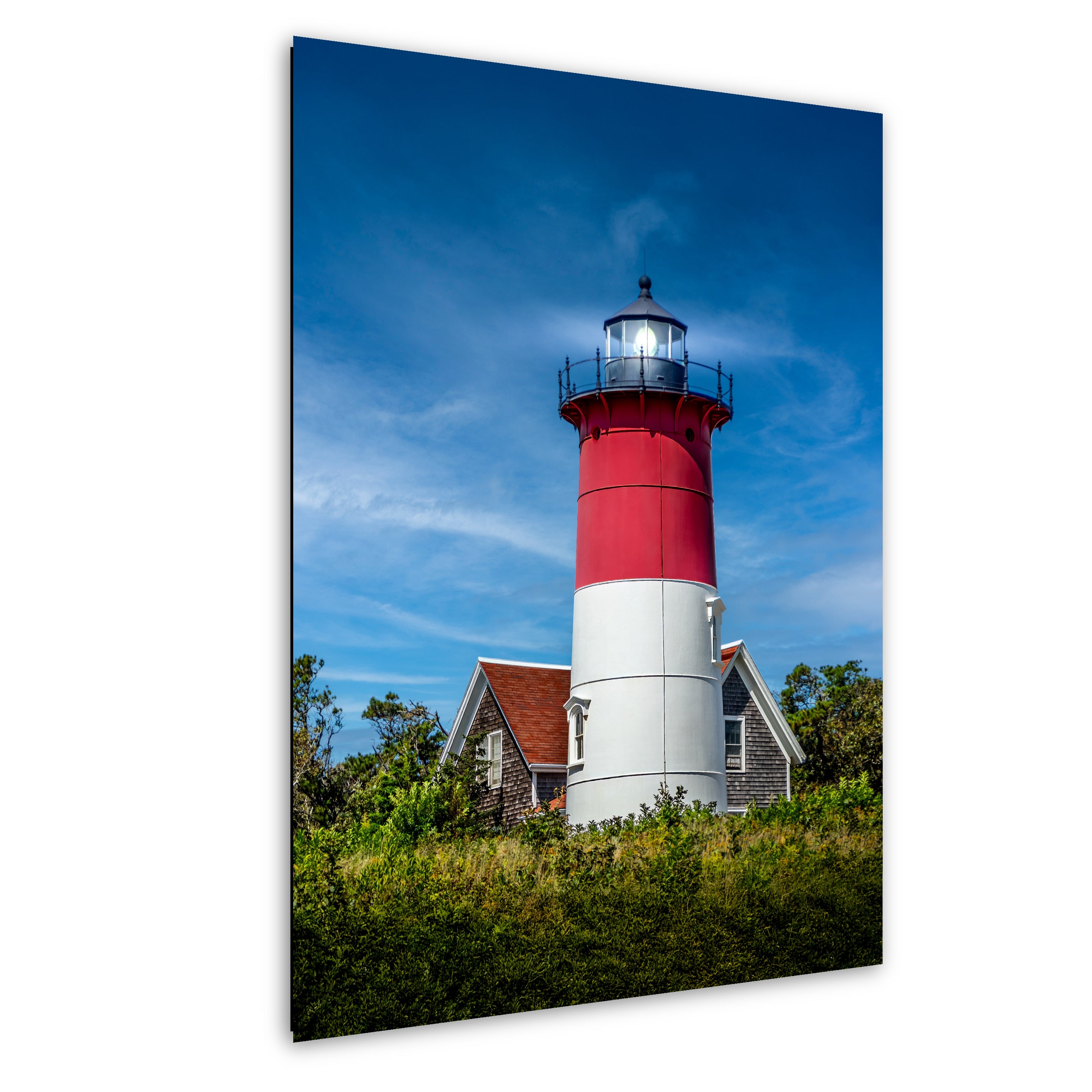 Red and white lighthouse Nauset Lighthouse in Cape Cod