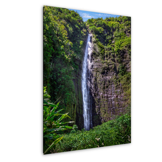 Eternal Rush: Waimoku Falls Wall Art Waterfall in Hawaii Canvas Metal Print Nature Photography