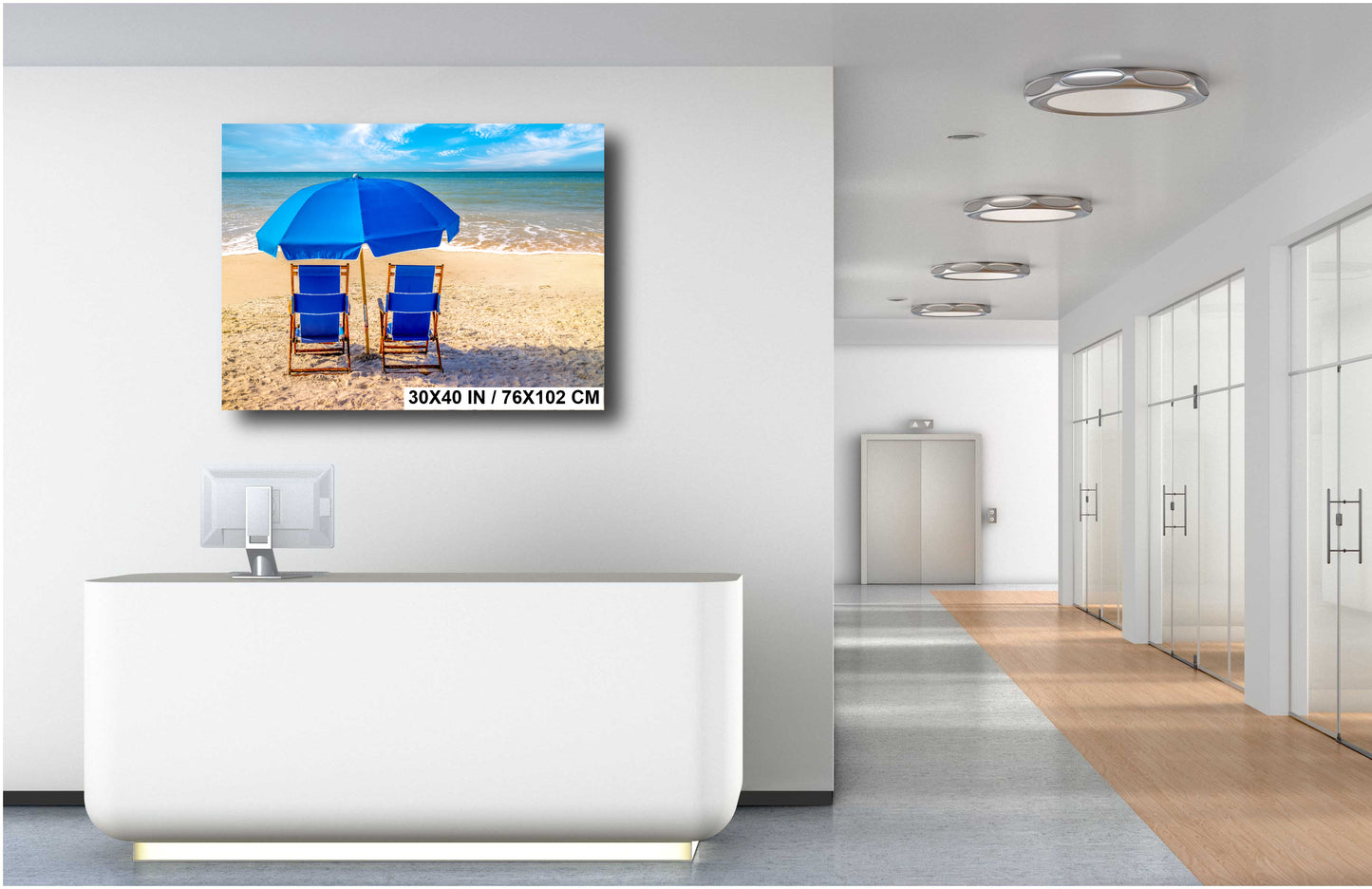 Beachside Bliss: Beach Day Florida Seascape Photography Metal Canvas Print Home Decor Wall Art