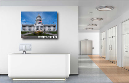 Beehive Capital Majesty: Utah State Capitol Wall Art Salt Lake City Landscape Photography Metal Acrylic Canvas Print