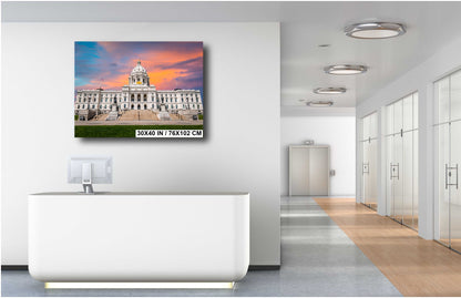 Capitol Grandeur: Minnesota State Capitol Wall Art Metal Canvas Print History Museum St. Paul Landscape Photography