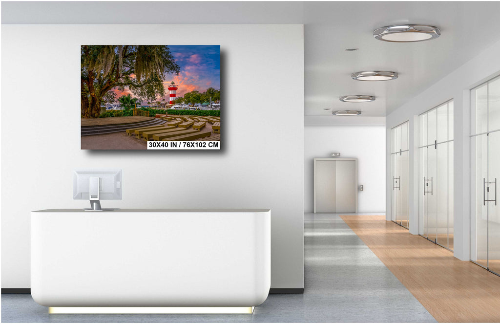 Harbour Town Wall Art – Hilton Head Canvas Print With Nautical Lighthouse Museum Decor