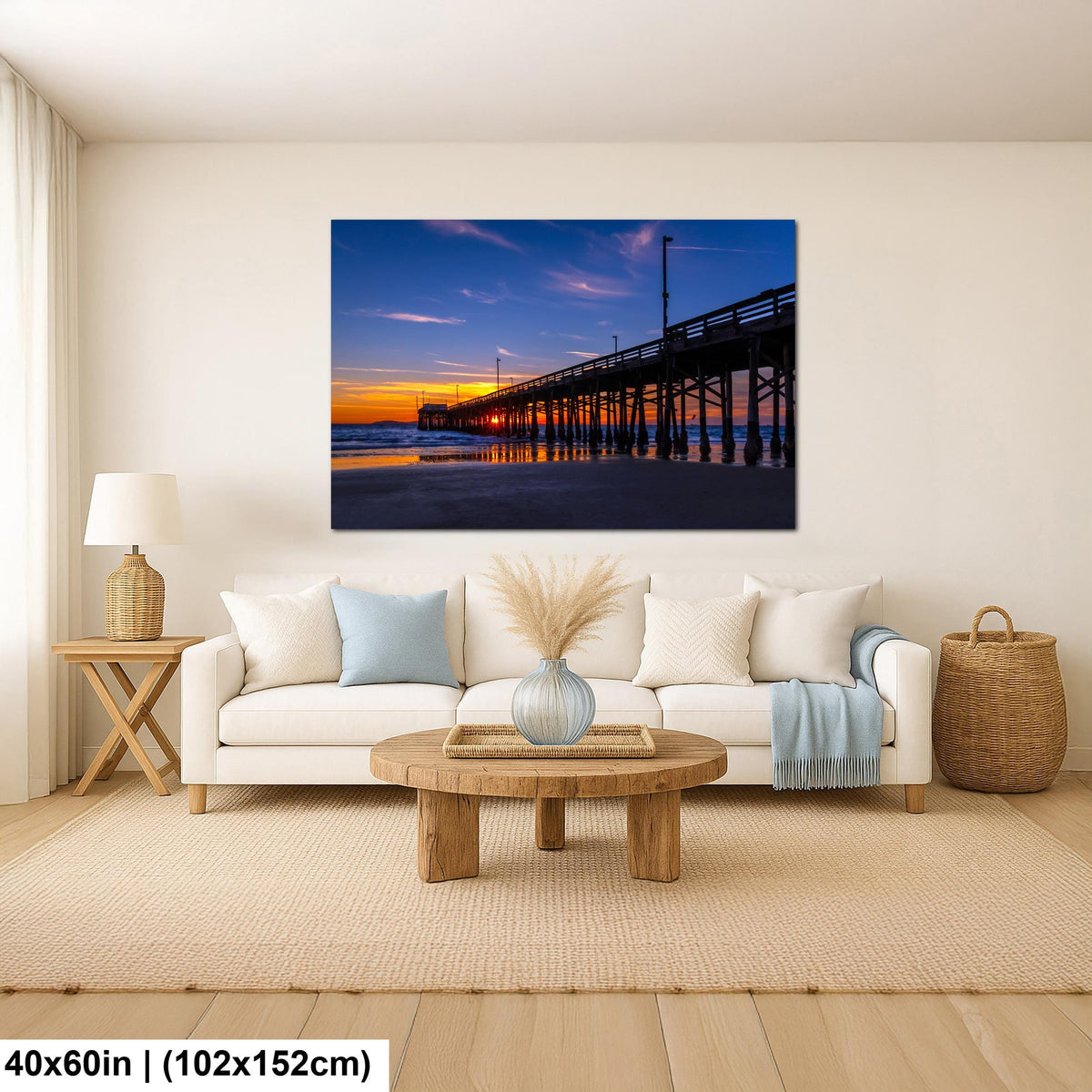 Sunburst Pier: Newport Beach California Ocean Sunset Photography Wall Art