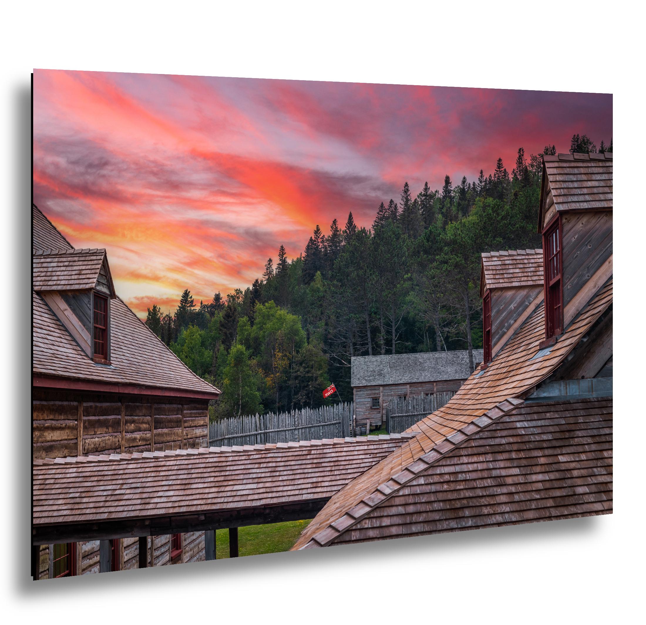 Grand Portage Historic Fort at Sunset Photography Print, Grand Marais Minnesota Wall Art, Rustic Cabin Decor