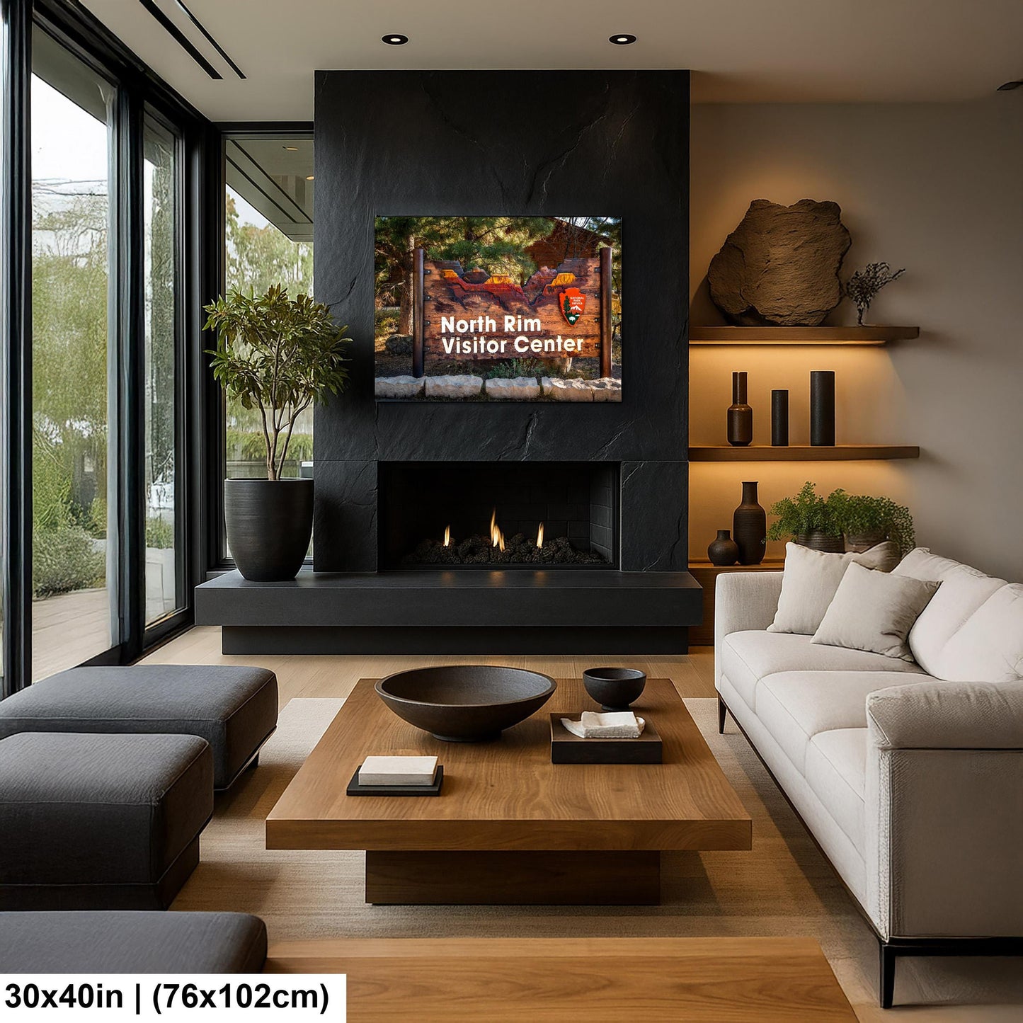 North Rim Visitor Center Sign, Grand Canyon National Park Arizona, Photography Print Wall Art