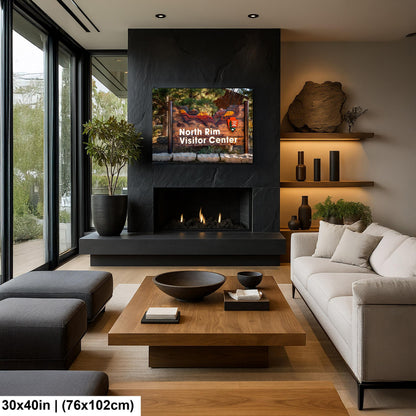 North Rim Visitor Center Sign, Grand Canyon National Park Arizona, Photography Print Wall Art