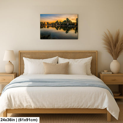 Agua Caliente Park Sunset Palm Oasis Reflection - Tucson Arizona Photography Print