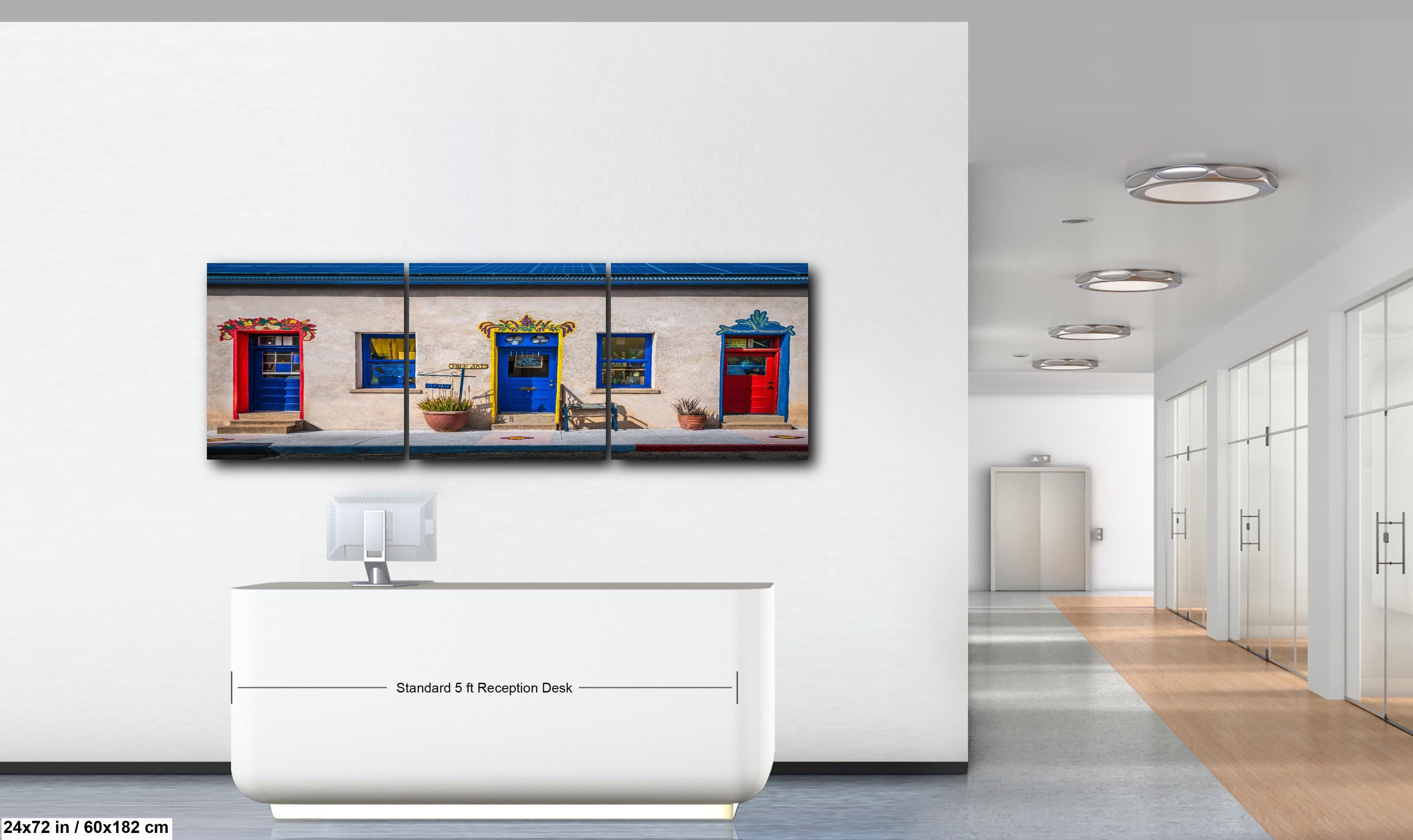 Tucson Arizona - Colorful Adobe Shopfront With Blue and Red Doors, Photography Print Wall Art