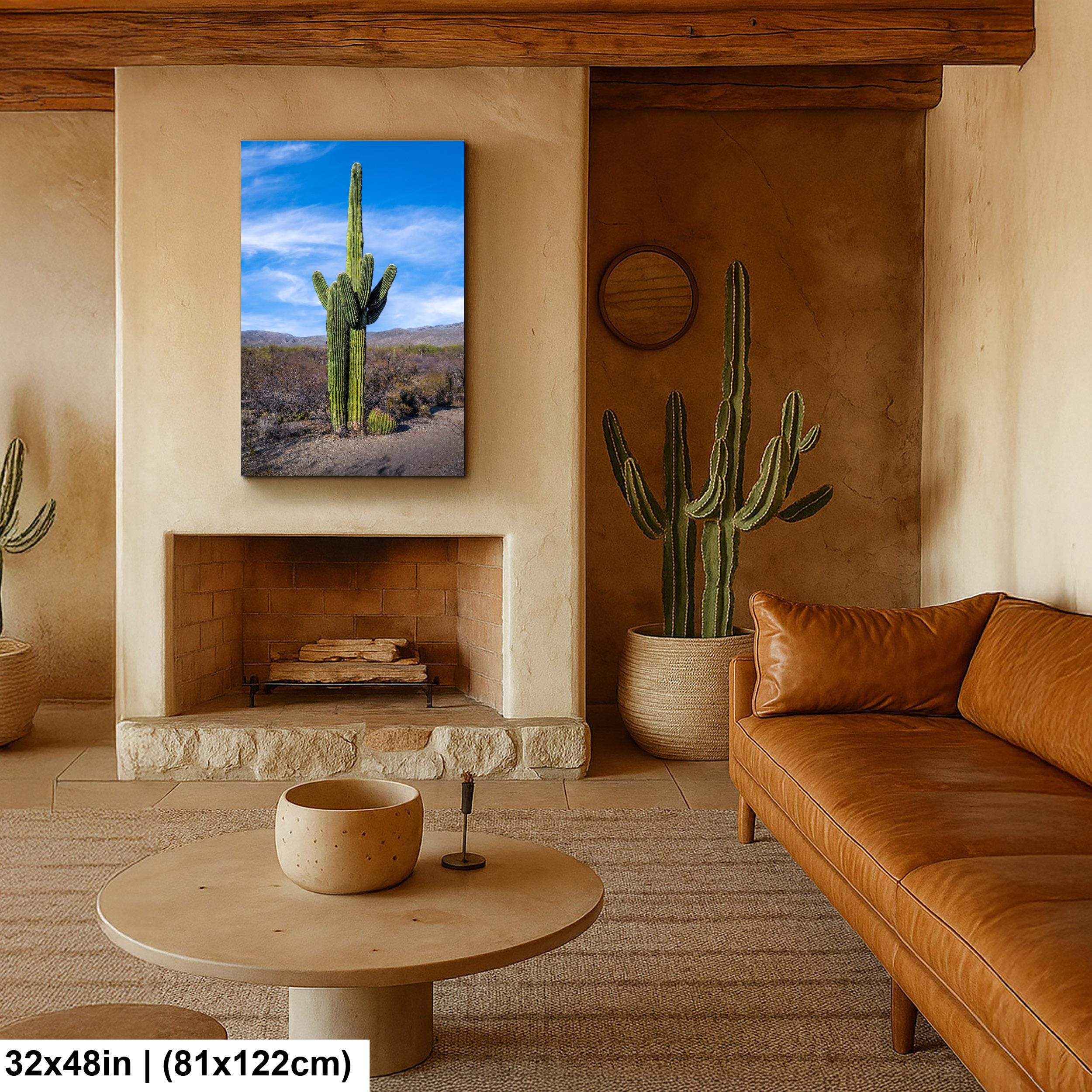 Towering Saguaro Against Blue Desert Sky Tucson Arizona Photography Print