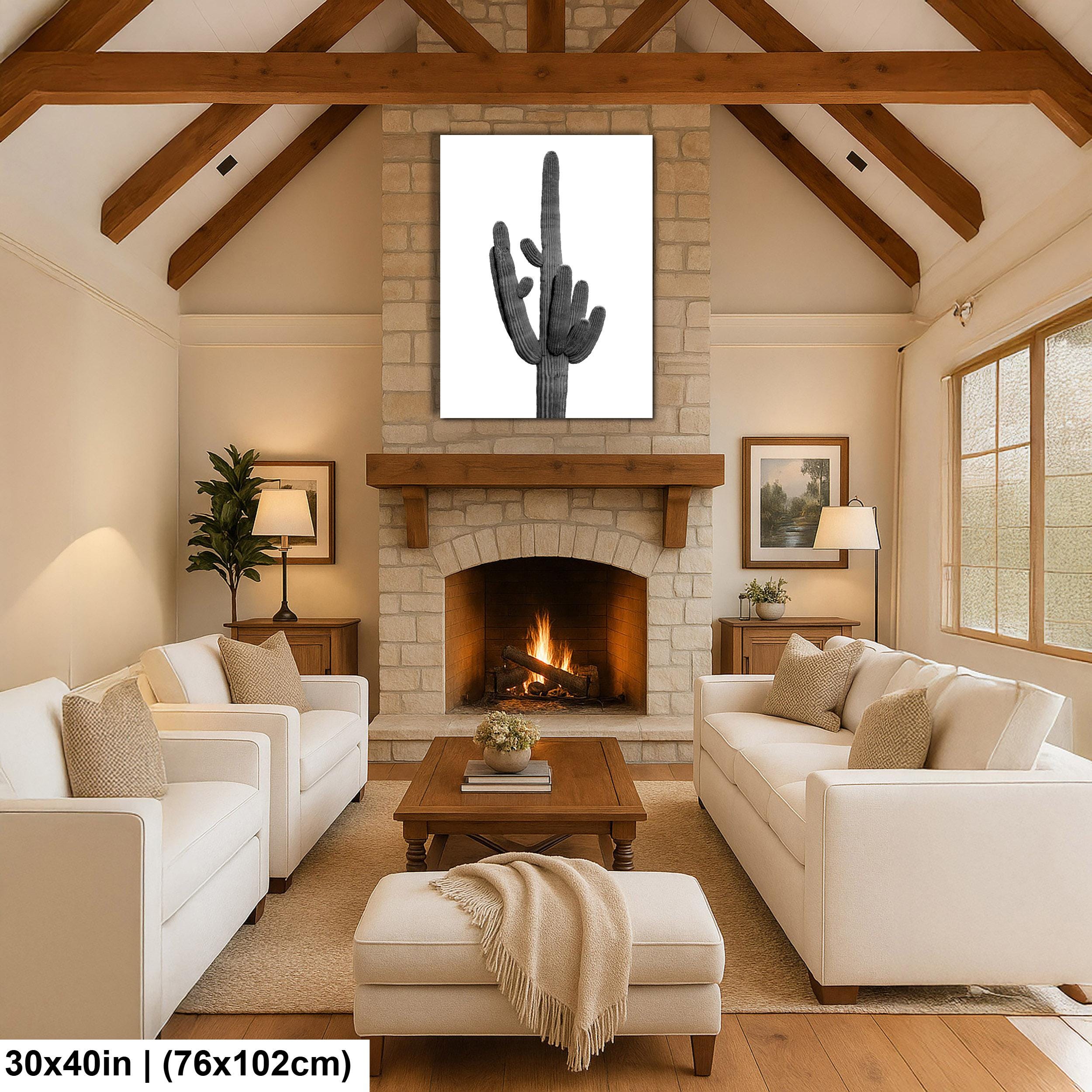 Black and White Saguaro Cactus Arizona Desert Photography Wall Art