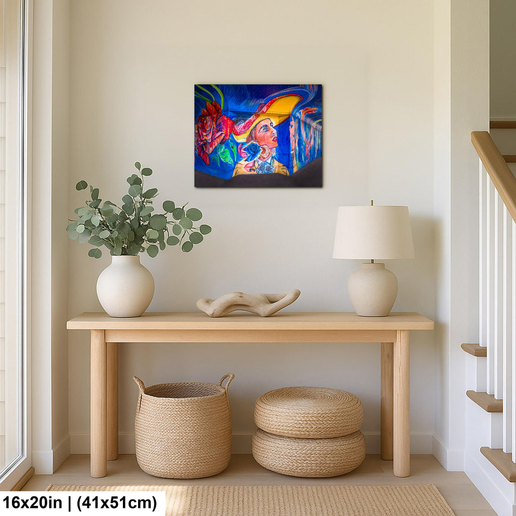 Tucson Mural - Whimsical Woman Mural With Hat, Photography Print Wall Art
