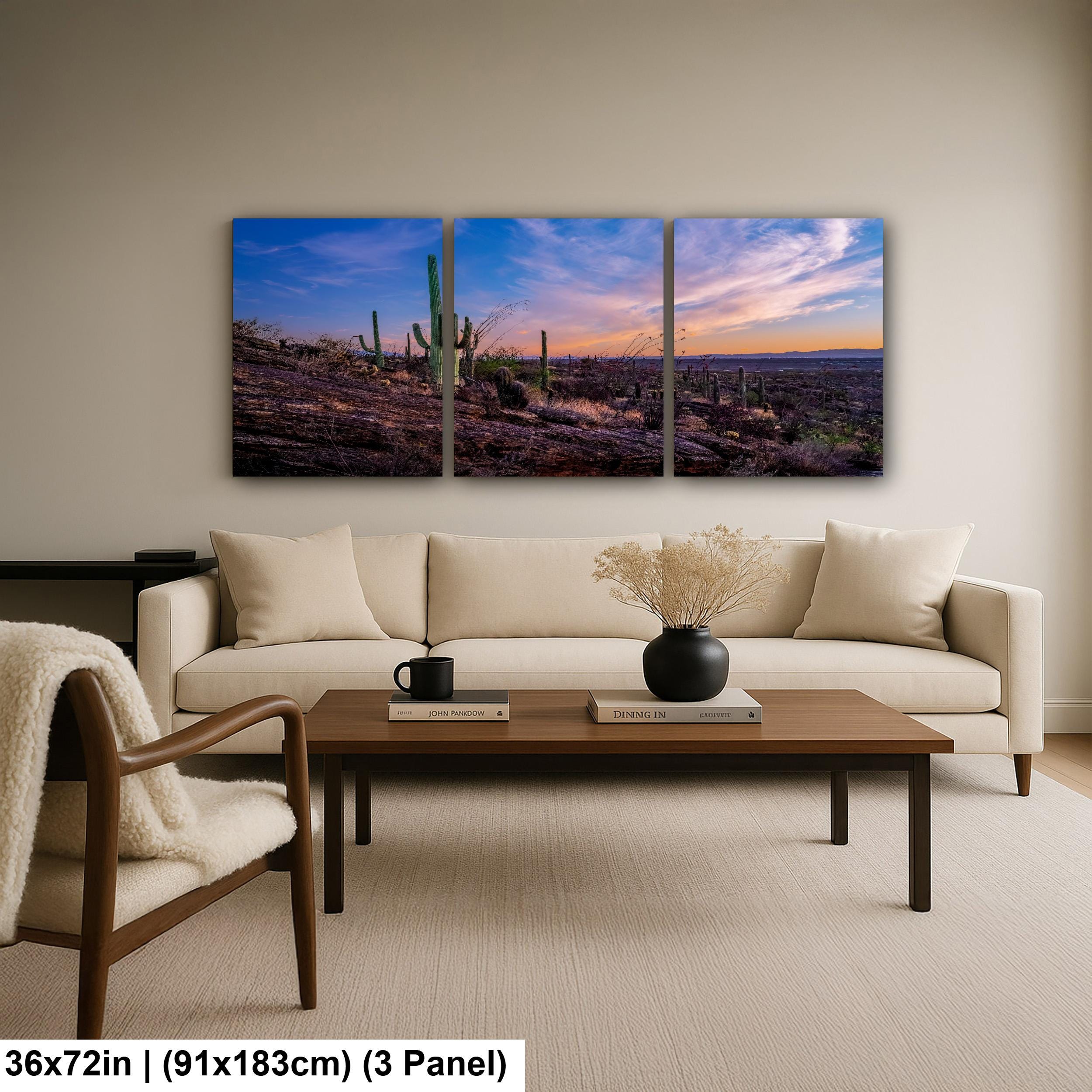Rocky Sonoran Desert Hillside Sunset with Saguaros - Saguaro National Park East Tucson Photography Print