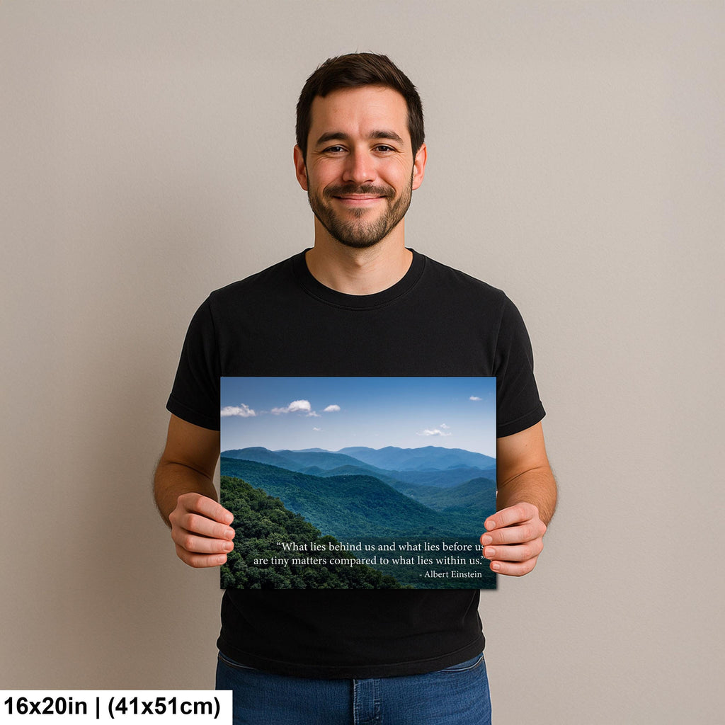 Ralph Waldo Emerson Motivational Wall Art for Inner Strength and Reflection, Mountain Landscape Photography Print for Home or Office Decor