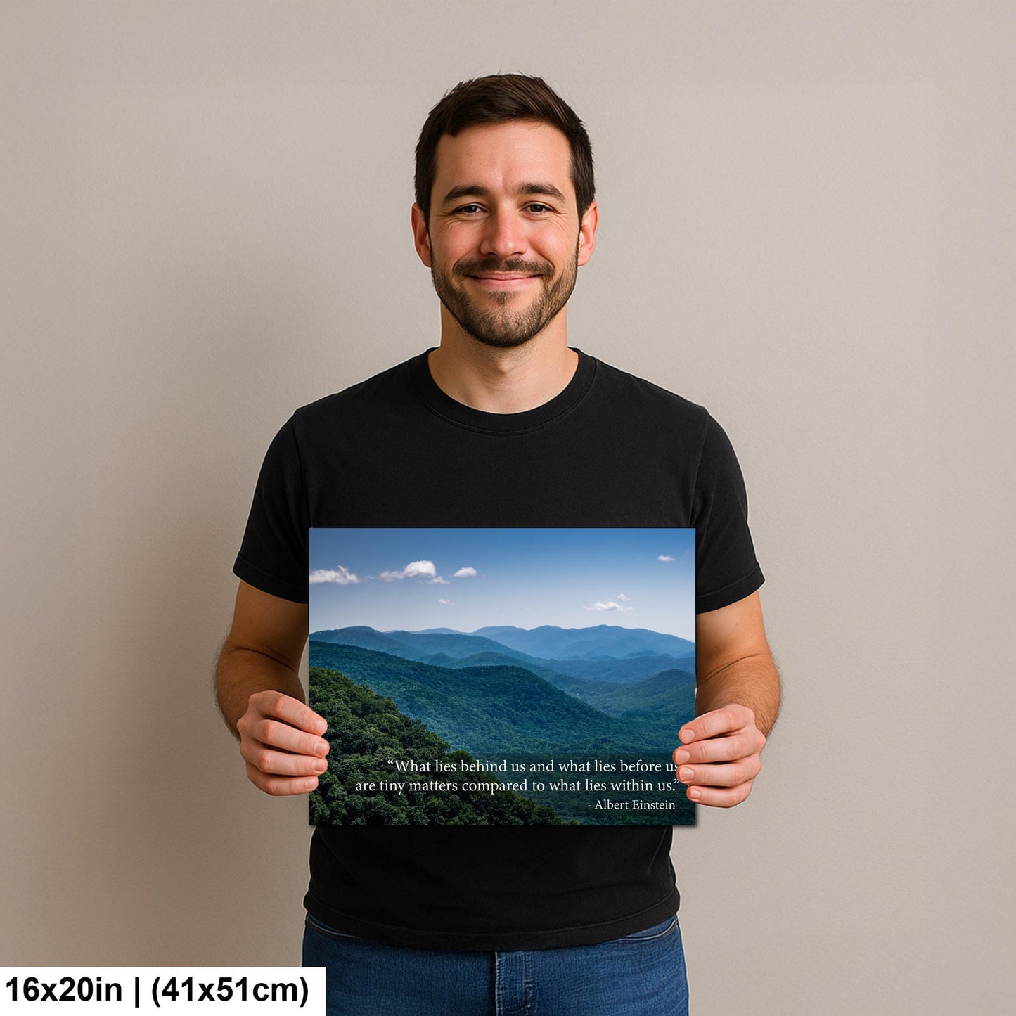 Ralph Waldo Emerson Motivational Wall Art for Inner Strength and Reflection, Mountain Landscape Photography Print for Home or Office Decor