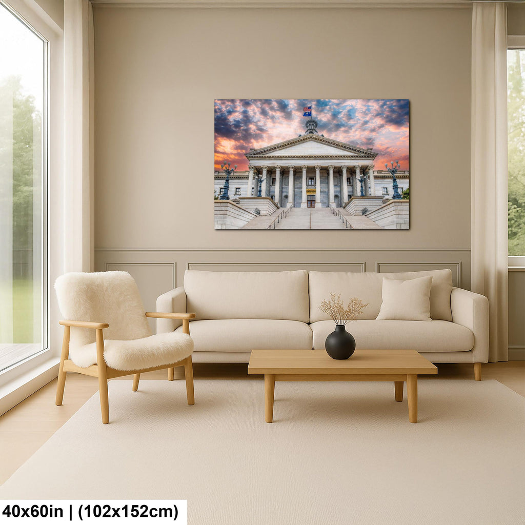 South Carolina State House at Sunset, Columbia SC, Architecture Photography Print, Capitol Building, Government Wall Art