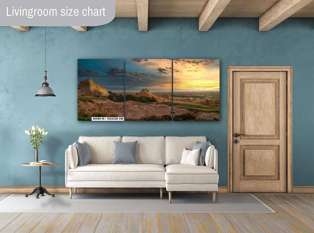 Badlands National Park Sunset Over Pinnacles Prairie Rugged Terrain South Dakota Wall Art