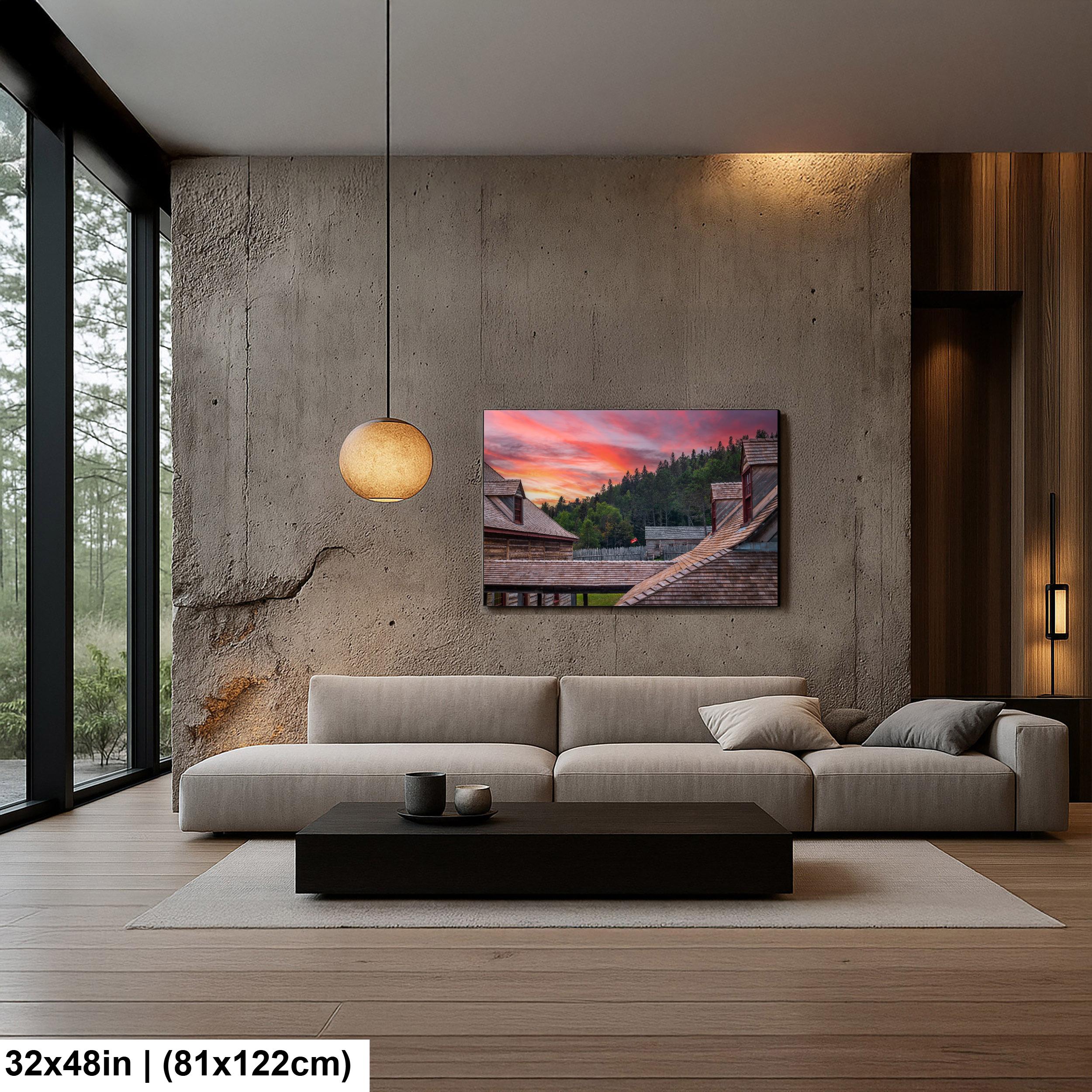 Grand Portage Historic Fort at Sunset Photography Print, Grand Marais Minnesota Wall Art, Rustic Cabin Decor
