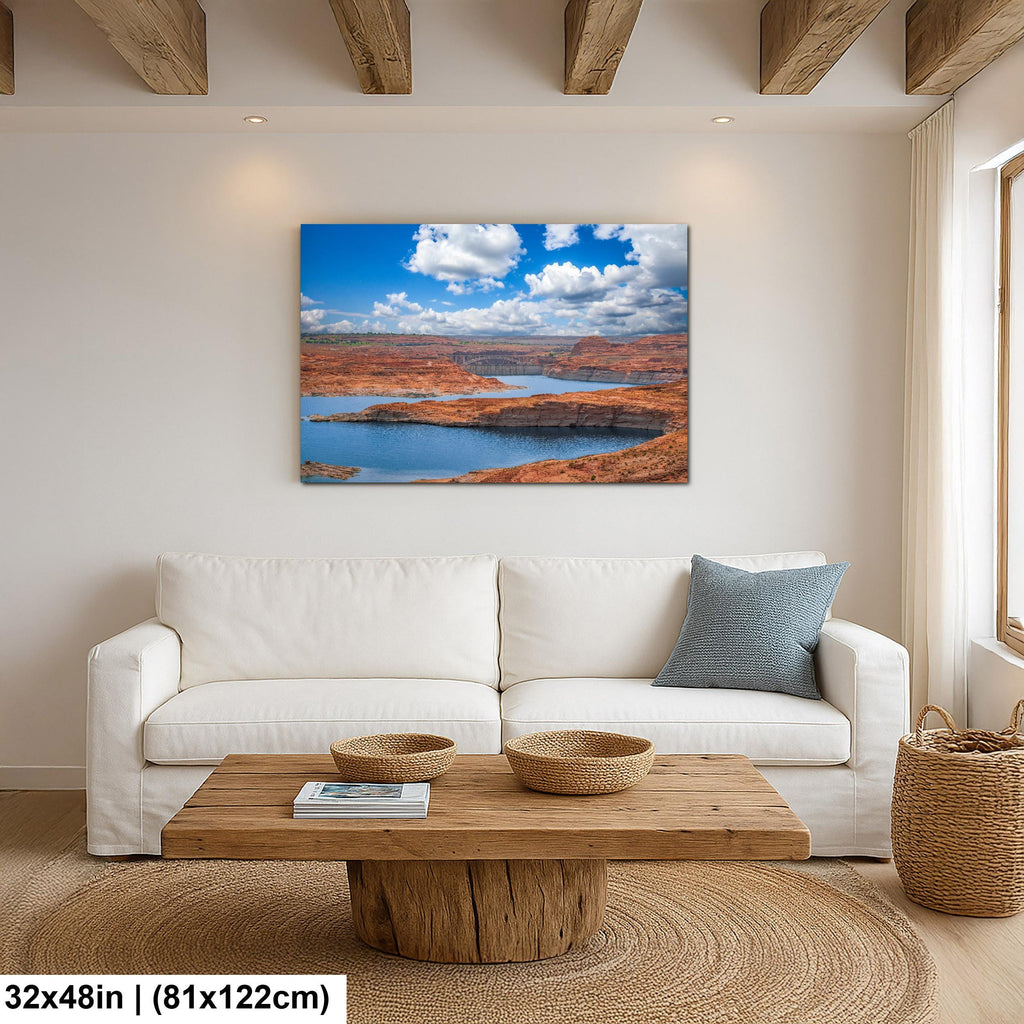 Glen Canyon Dam Over Lake Powell Photography Print, Page Arizona Wall Art, Southwest Landscape, Blue Water Red Rock Decor