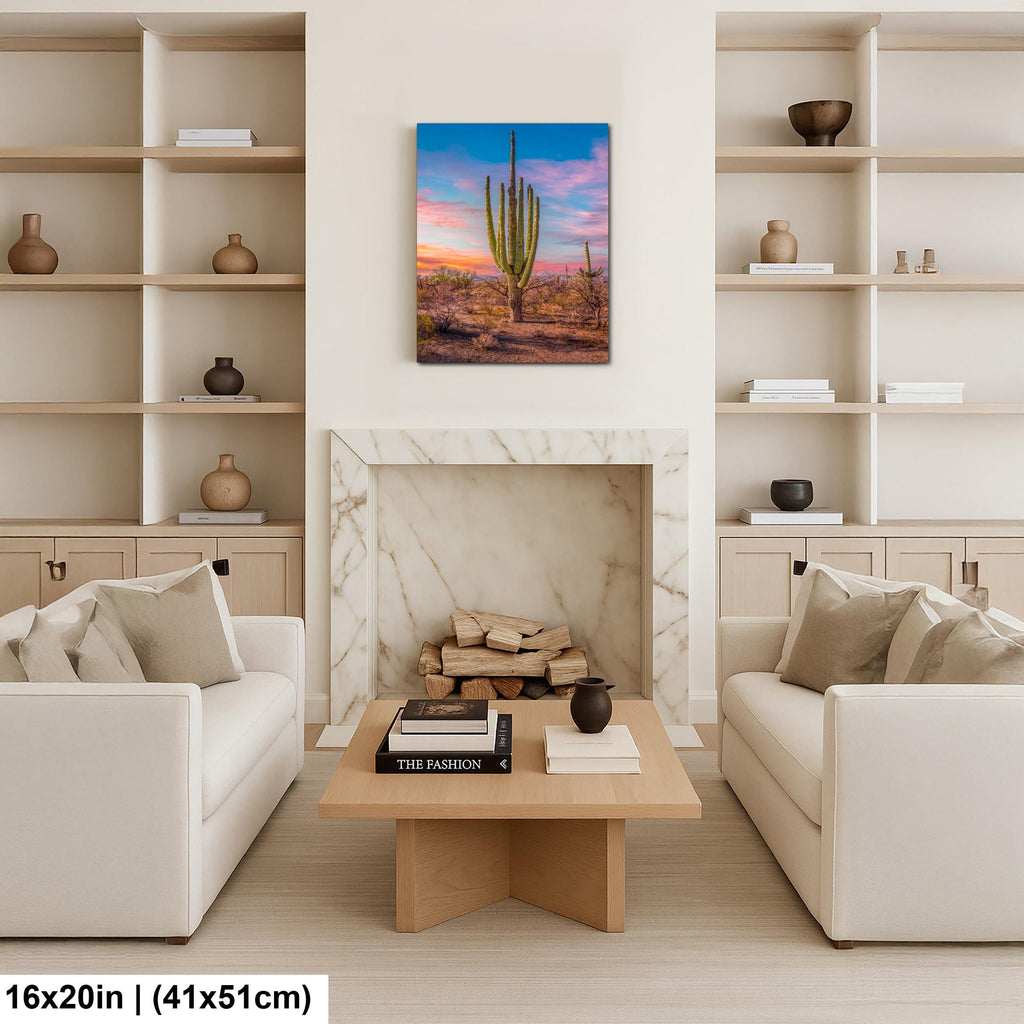 Multi-Arm Saguaro at Sunset - Saguaro National Park East Tucson Arizona Photography Print