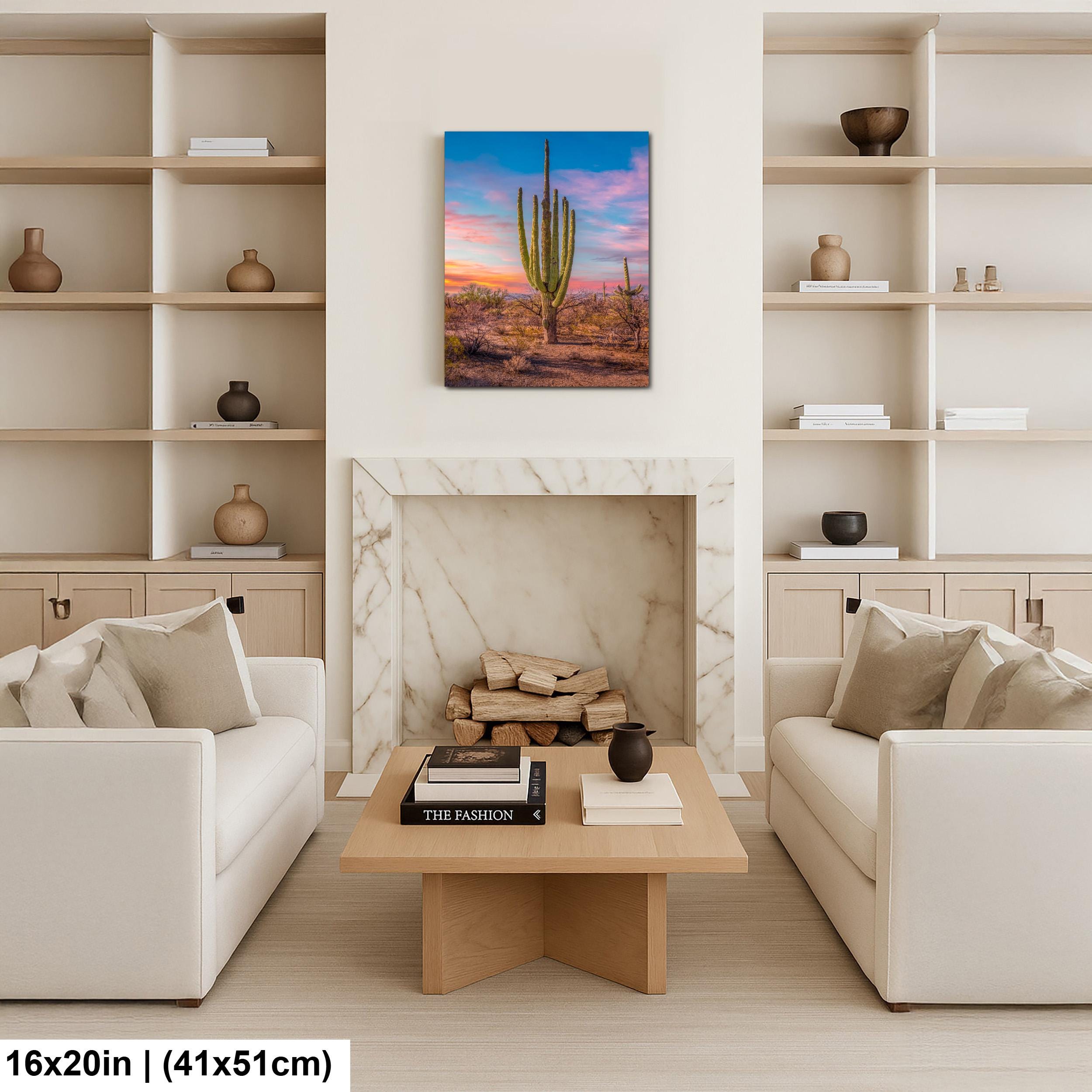 Multi-Arm Saguaro at Sunset - Saguaro National Park East Tucson Arizona Photography Print
