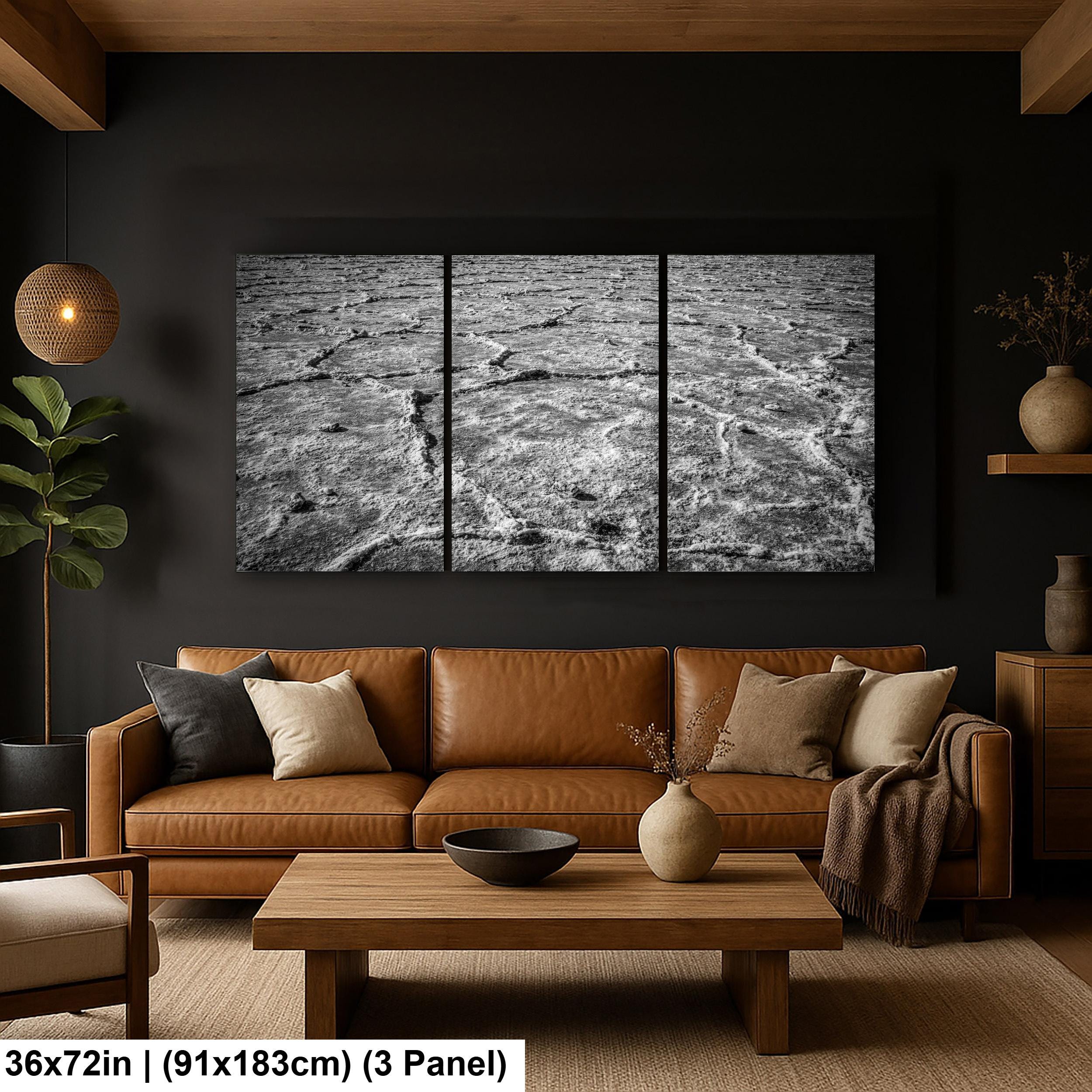 Black and White Salt Flats Photography Print, Badwater Basin Death Valley, Desert Landscape Wall Art, Minimalist Nature Decor