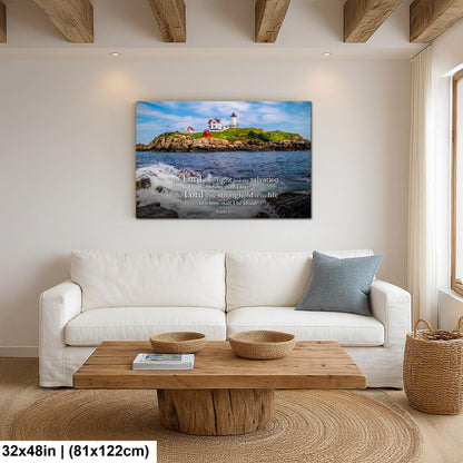 Lighthouse Wall Art – Cape Neddick Maine Lighthouse Print With Psalm 27 Scripture