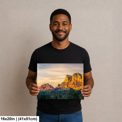Sedona Red Rocks at Sunset Photography Print, Arizona Desert Landscape, Southwestern Wall Art, Golden Hour Nature Decor