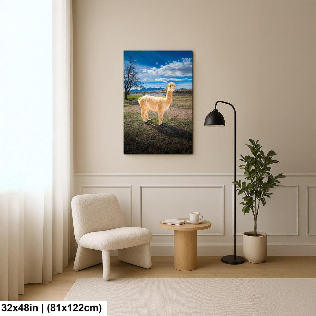 Alpaca Portrait in Mountain Pasture - Benson Arizona Photography Print