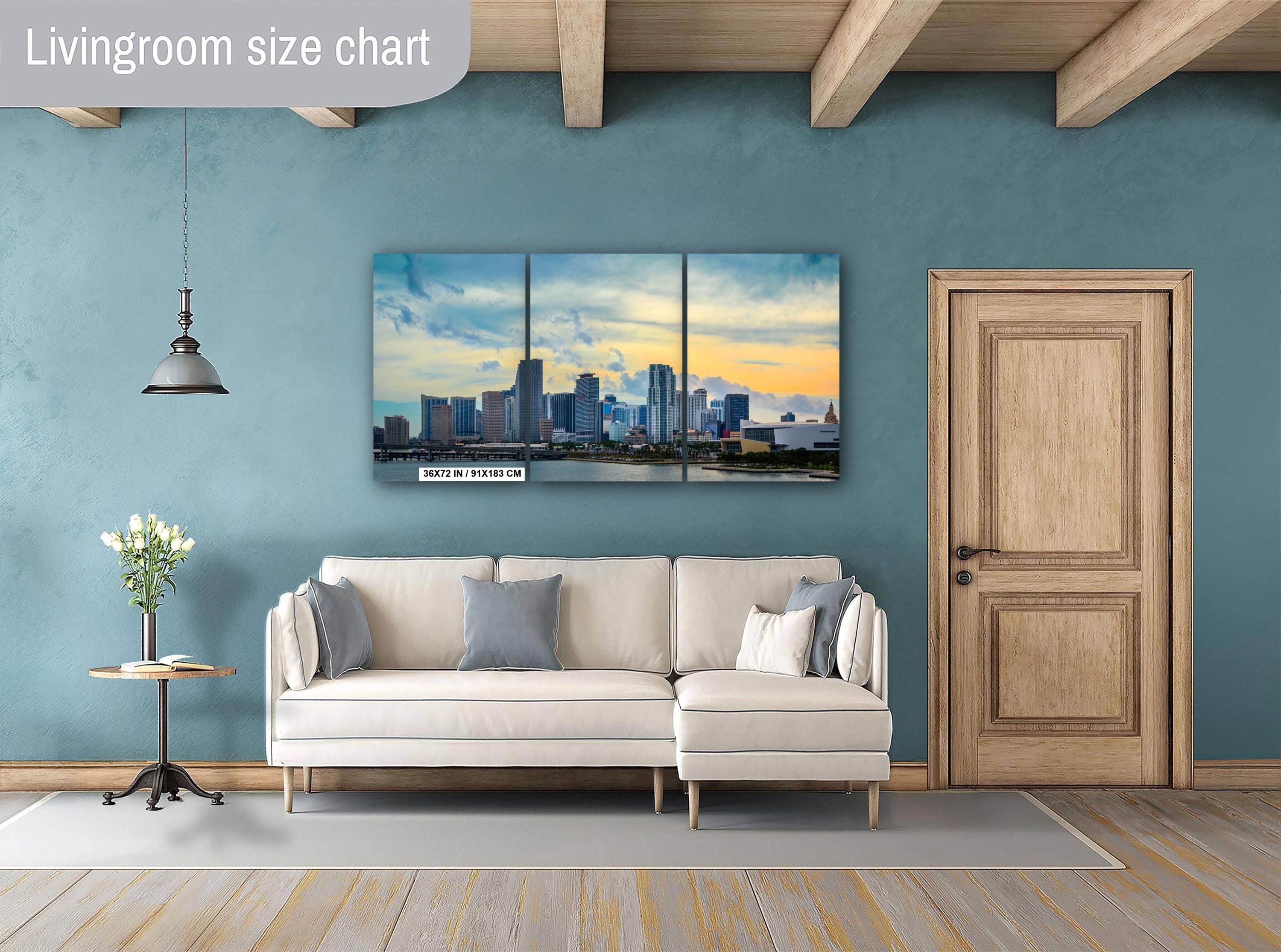 Miami Skyline Print - Biscayne Bay Panorama | Urban Photography Print, Coastal Living Room Art