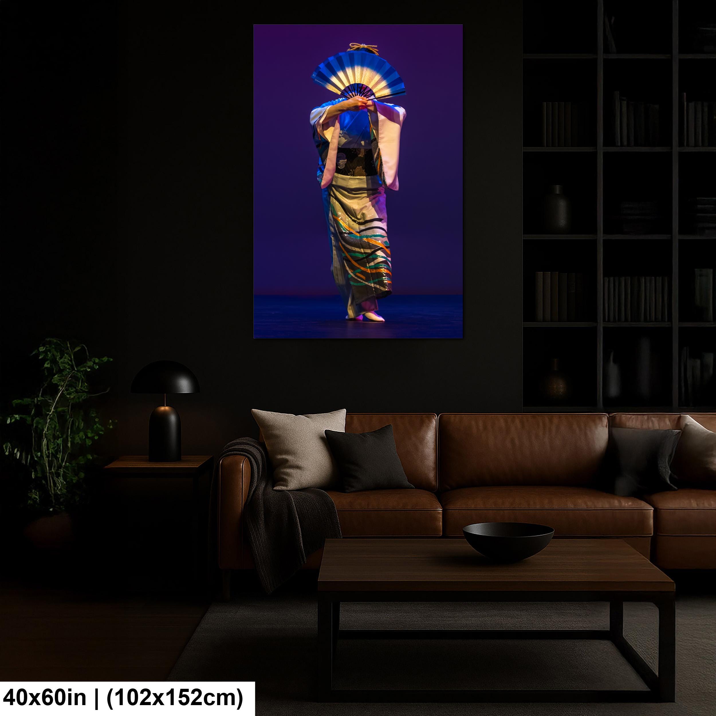 Taiko Odori Dance Print – Japanese Stage Art with Colorful Kimono & Fan