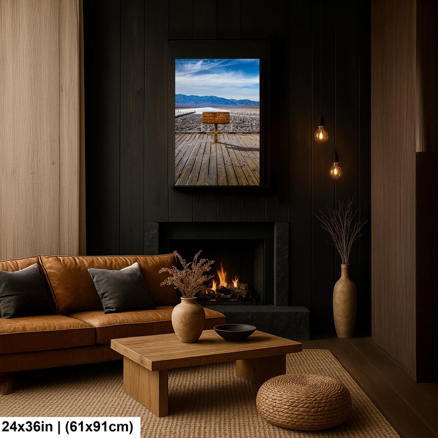 Badwater Basin Death Valley Photography Print, California Desert Landscape, Below Sea Level Sign, Mountain Wall Art