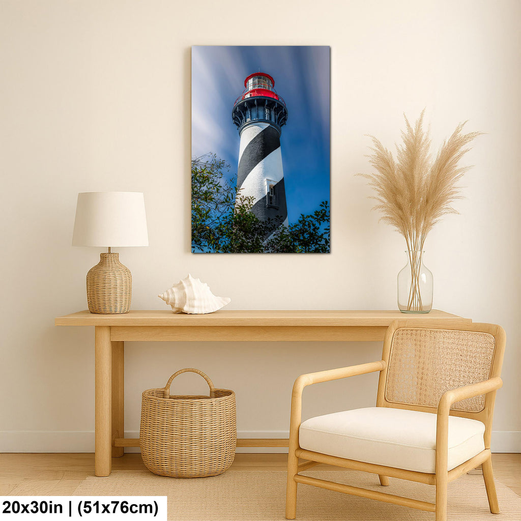 St. Augustine Lighthouse Photography Print, Florida Coastal Wall Art, Red and White Striped Tower, Nautical Decor